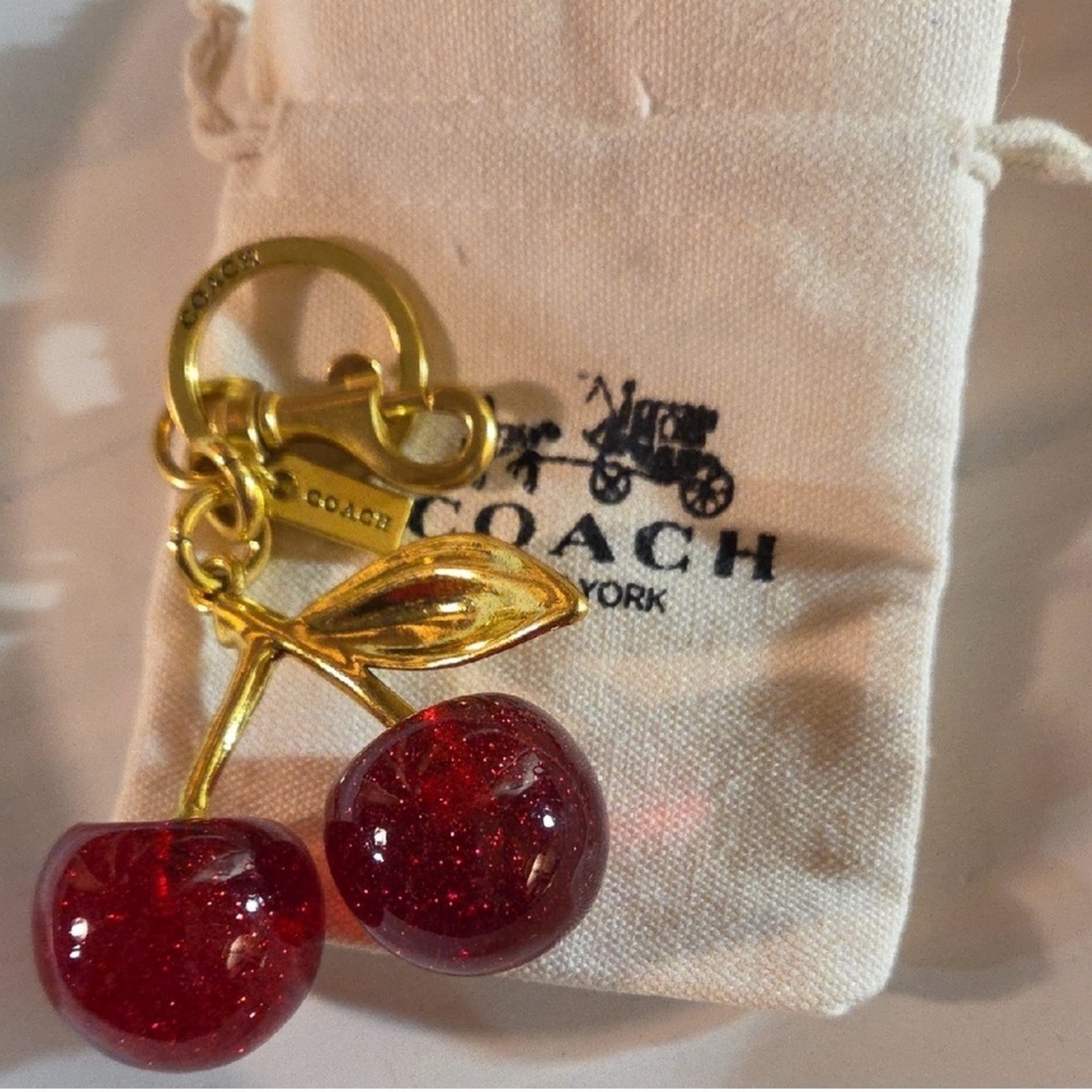 Coach Glittering Red Cherry Keychain - Picture 2 of 6